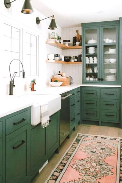 طراحی آشپزخانه با پالت رنگی سبز