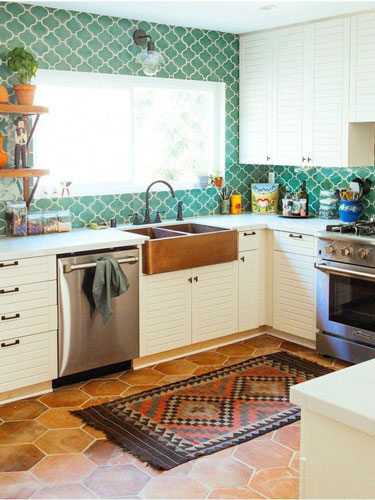 دکوراسیون آشپزخانه با رنگ فیروزه ایرانی