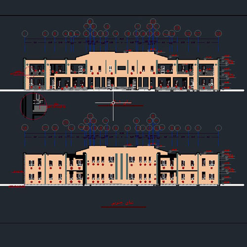 دانلود رایگان پلان دقیق اتوکد مدرسه با هشت کلاس